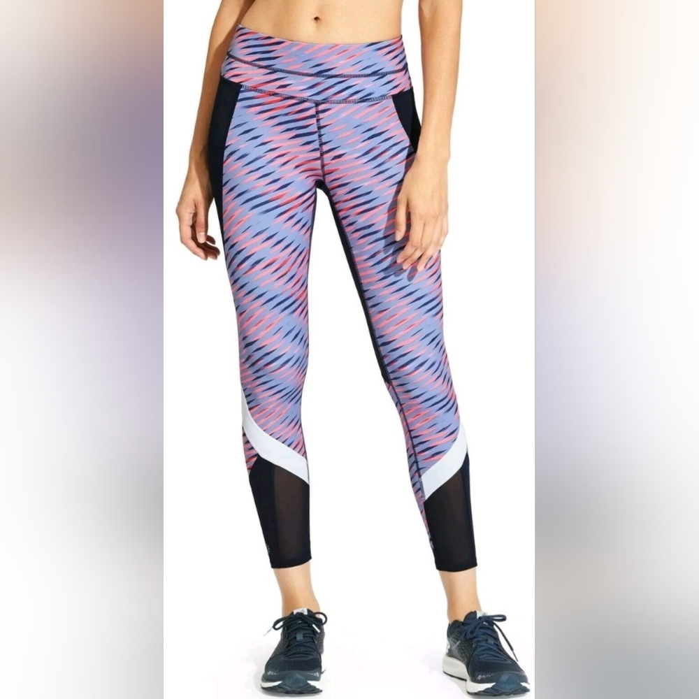 Athleta small Electra sonar high waist navy pink red 7/8 leggings yoga running